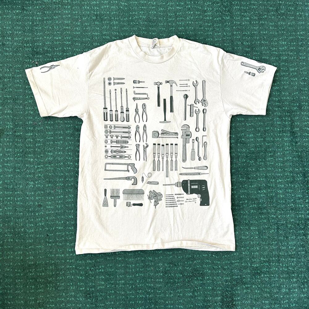 Vintage 90s AOP Tool t Shirt XL Oneita Art